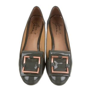 BADGLEY MISCHKA by MARK + JAMES 
Buckle-Accented Patent Leather Flats